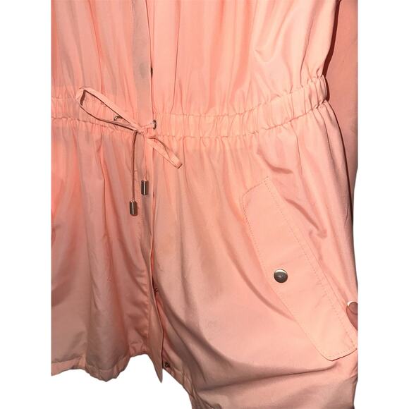 White House Black Market Pink Hooded Anorak Jacket Sz M Lightweight Utility Coat - Picture 4 of 6